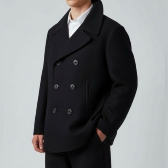 Dscp Other - DSCP Quarterdeck Collection Pea Coat Black Navy Double Breasted Wool Men's Sz 40